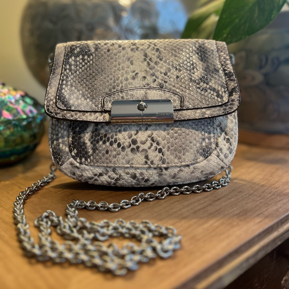 Coach Kristin Python-Embossed Metallic Leather Cr… - image 1